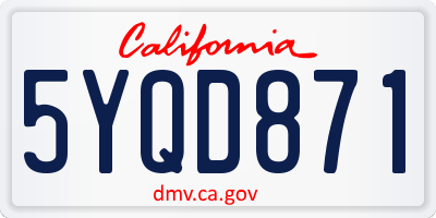 CA license plate 5YQD871