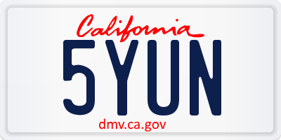 CA license plate 5YUN