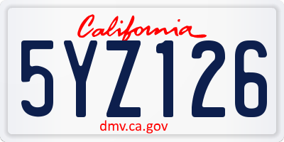 CA license plate 5YZ126