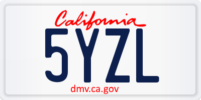 CA license plate 5YZL