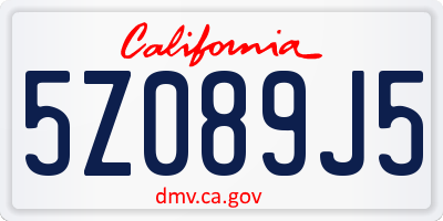 CA license plate 5Z089J5