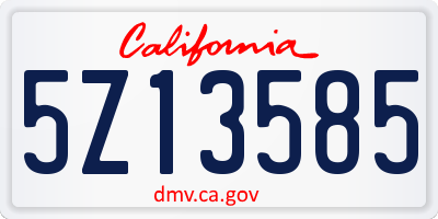 CA license plate 5Z13585