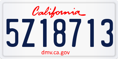 CA license plate 5Z18713