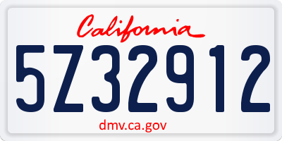 CA license plate 5Z32912