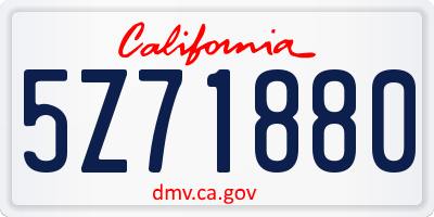 CA license plate 5Z71880