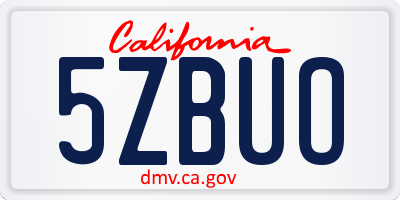 CA license plate 5ZBUO