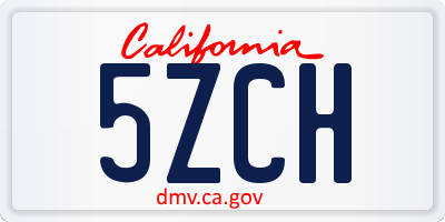 CA license plate 5ZCH