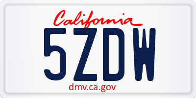 CA license plate 5ZDW