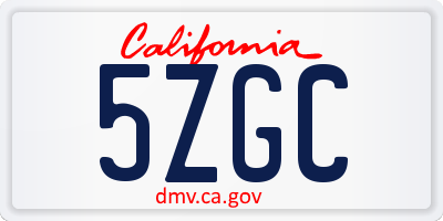 CA license plate 5ZGC