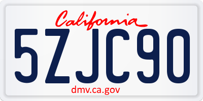 CA license plate 5ZJC90