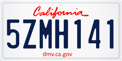 CA license plate 5ZMH141