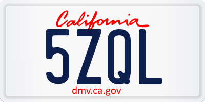 CA license plate 5ZQL