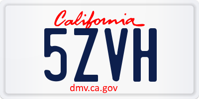 CA license plate 5ZVH