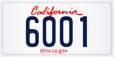 CA license plate 6001