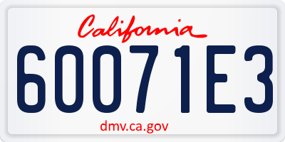 CA license plate 60071E3