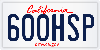 CA license plate 600HSP