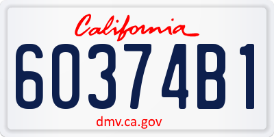 CA license plate 60374B1