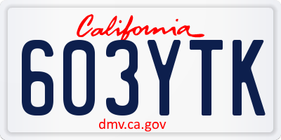 CA license plate 603YTK