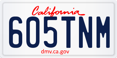 CA license plate 605TNM