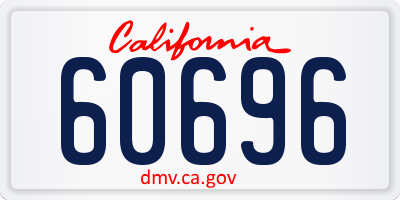 CA license plate 60696