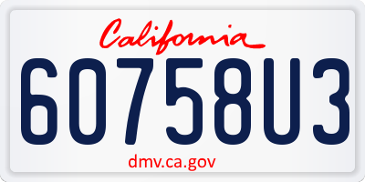 CA license plate 60758U3