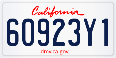 CA license plate 60923Y1