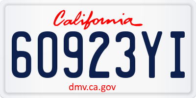 CA license plate 60923YI