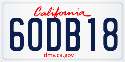 CA license plate 60DB18