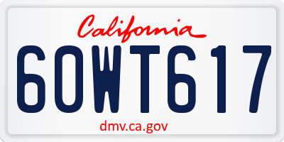 CA license plate 60WT617