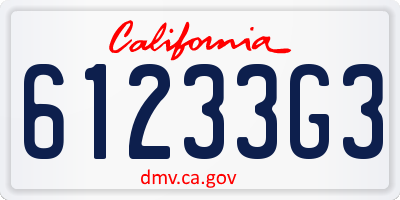 CA license plate 61233G3