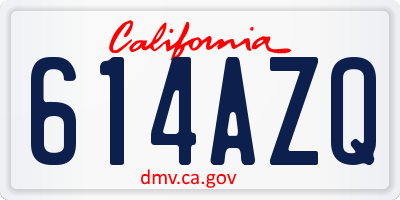 CA license plate 614AZQ