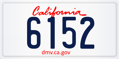 CA license plate 6152