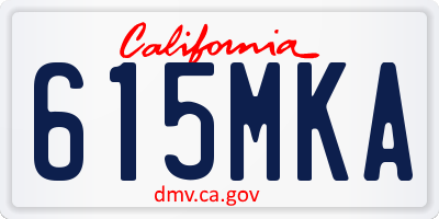 CA license plate 615MKA