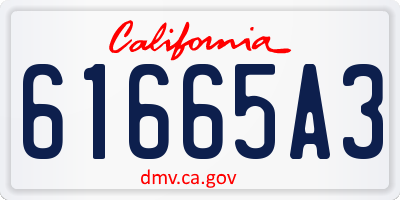 CA license plate 61665A3
