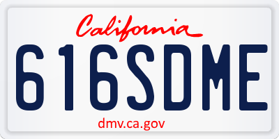 CA license plate 616SDME