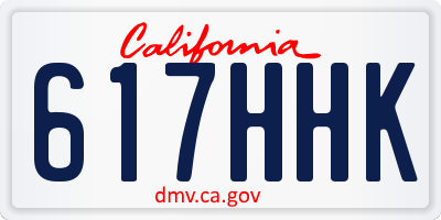 CA license plate 617HHK