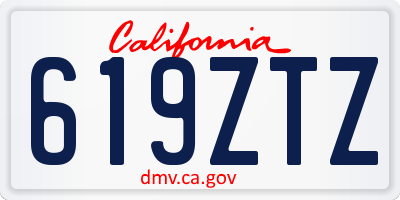 CA license plate 619ZTZ