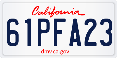 CA license plate 61PFA23