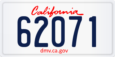 CA license plate 62071