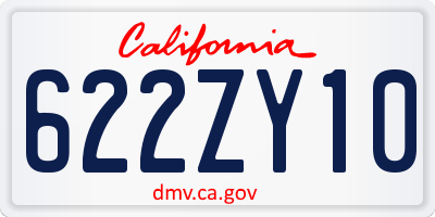 CA license plate 622ZY10