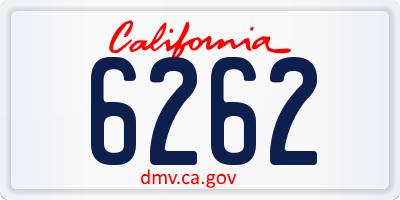 CA license plate 6262