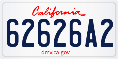 CA license plate 62626A2