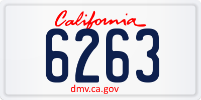 CA license plate 6263