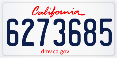 CA license plate 6273685