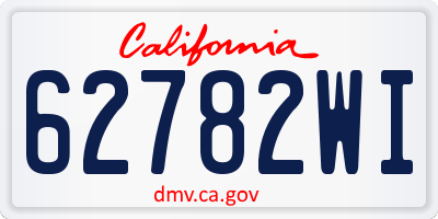 CA license plate 62782WI