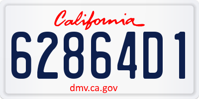 CA license plate 62864D1