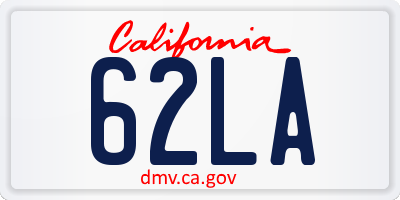 CA license plate 62LA