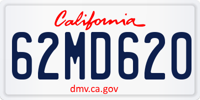 CA license plate 62MD620