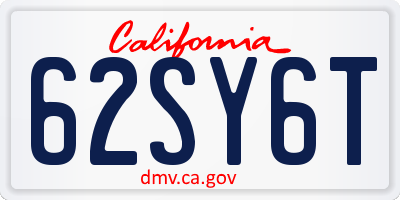 CA license plate 62SY6T