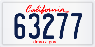 CA license plate 63277